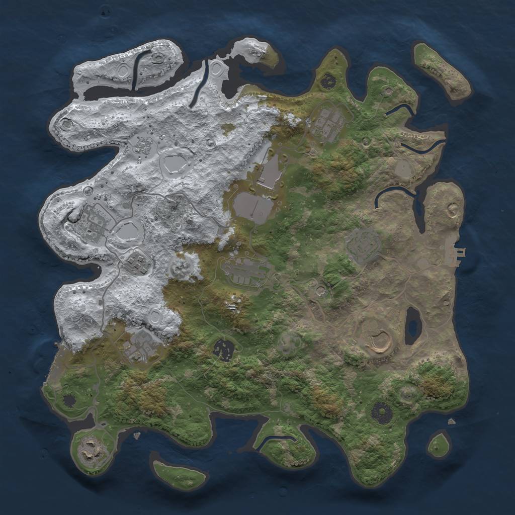 Rust Map: Procedural Map, Size: 3550, Seed: 1442242996, 19 Monuments