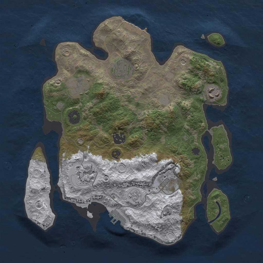 Rust Map: Procedural Map, Size: 3000, Seed: 37492, 15 Monuments