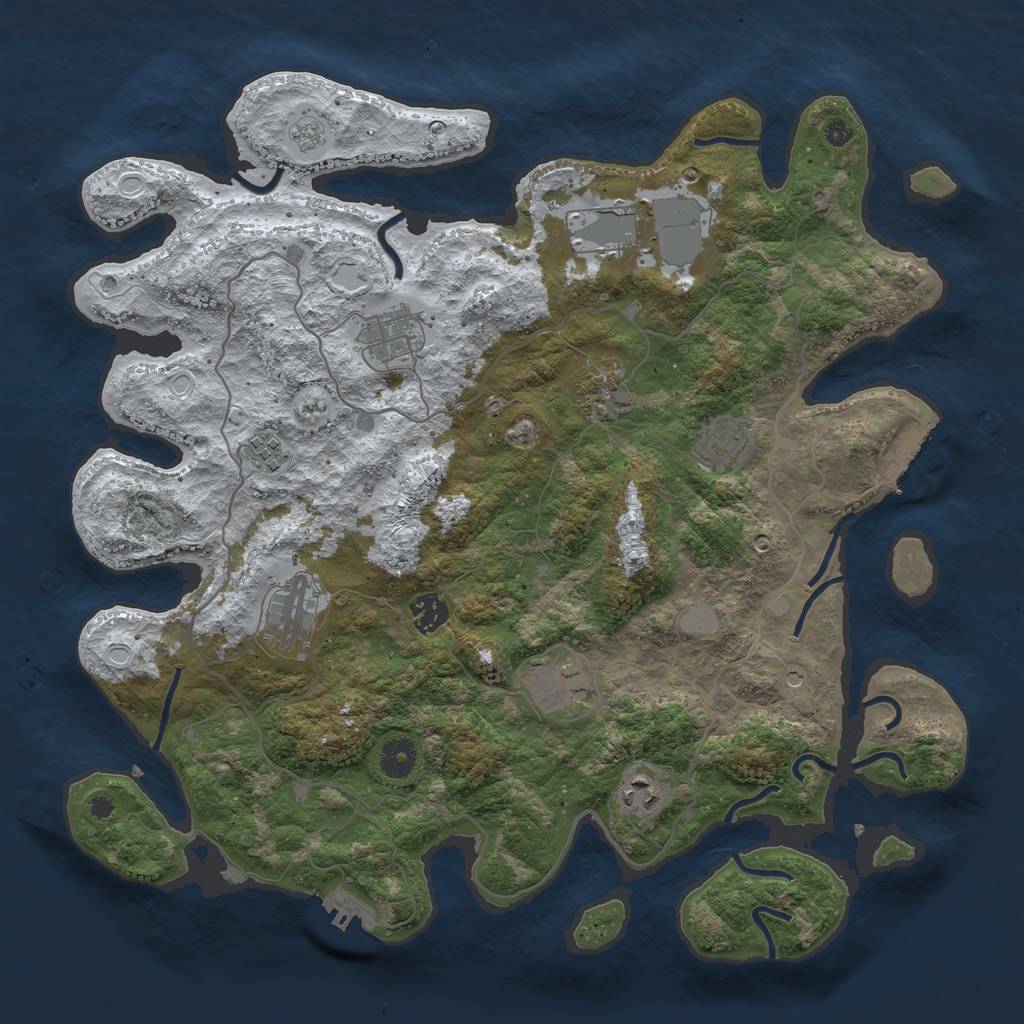 Rust Map: Procedural Map, Size: 4000, Seed: 548027, 18 Monuments