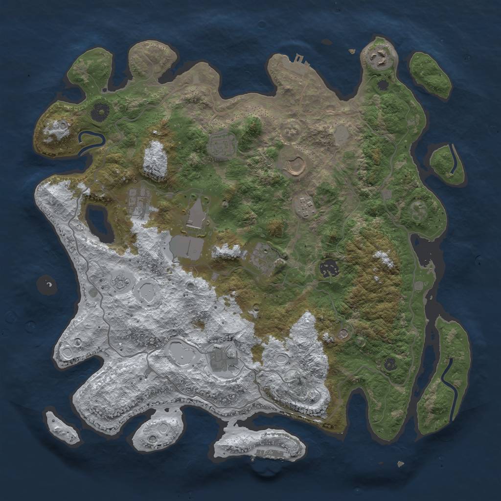Rust Map: Procedural Map, Size: 4000, Seed: 262755, 18 Monuments
