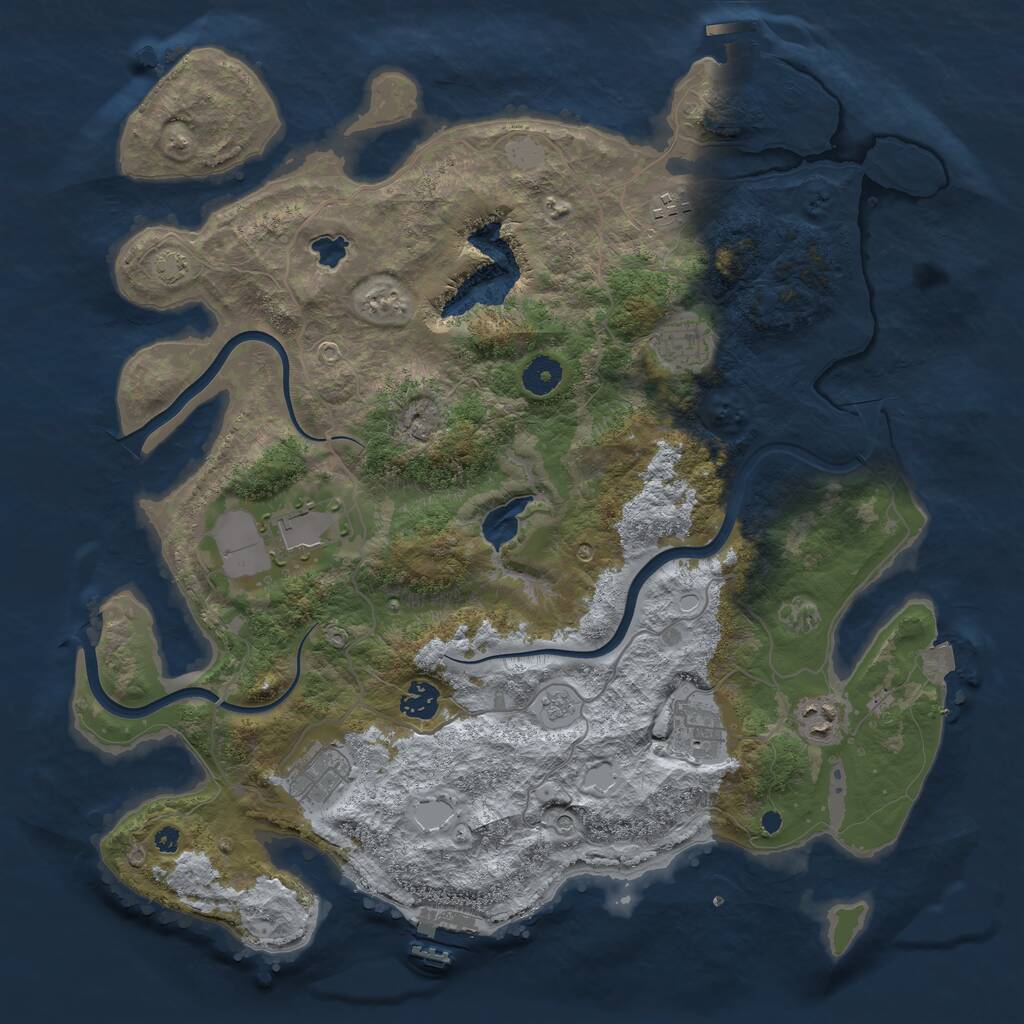 Rust Map: Procedural Map, Size: 4000, Seed: 723221407, 13 Monuments