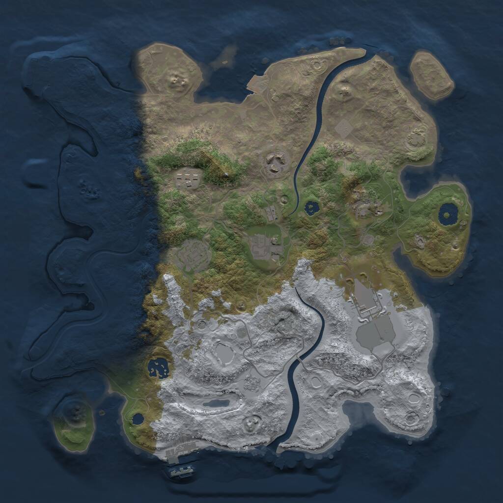 Rust Map: Procedural Map, Size: 3500, Seed: 8954524, 13 Monuments