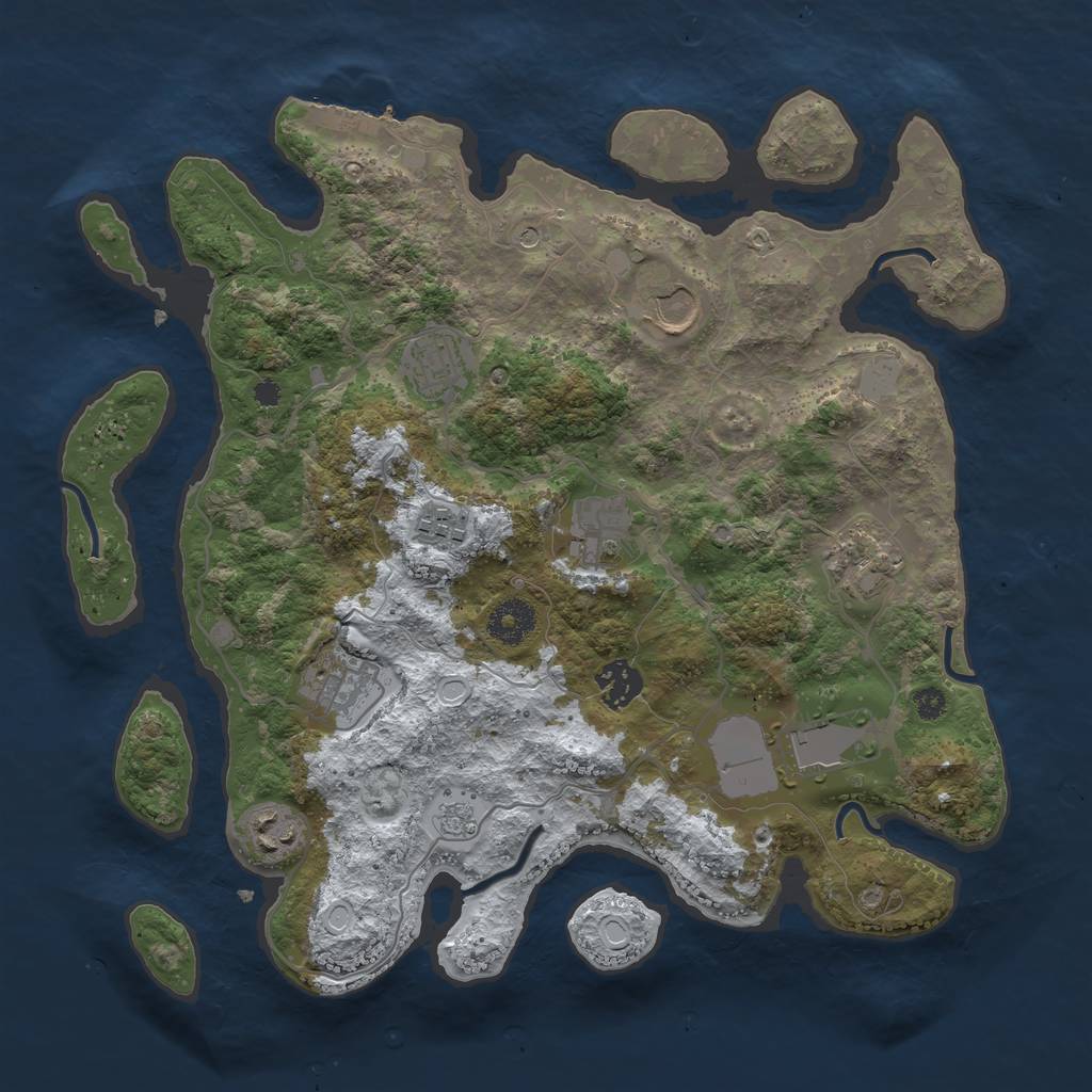 Rust Map: Procedural Map, Size: 3500, Seed: 558077256, 17 Monuments