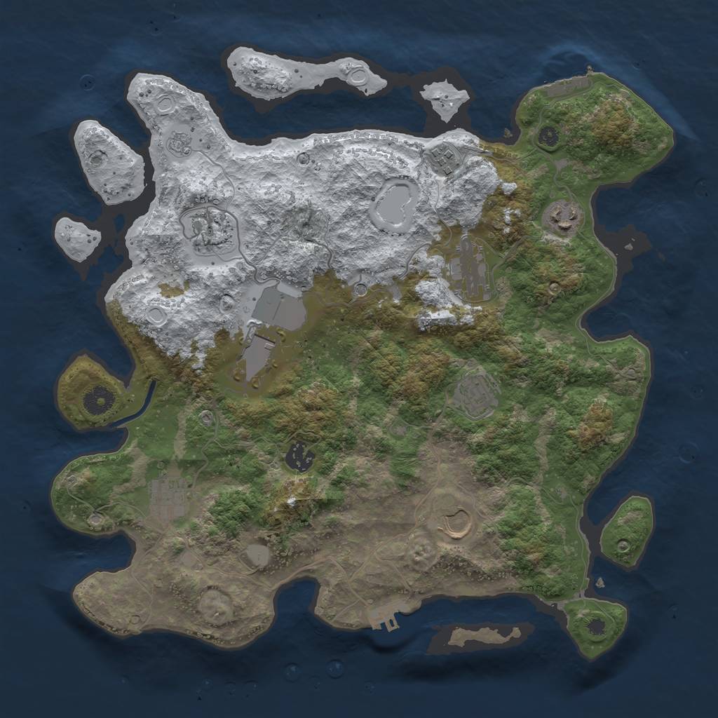 Rust Map: Procedural Map, Size: 3700, Seed: 648252, 18 Monuments