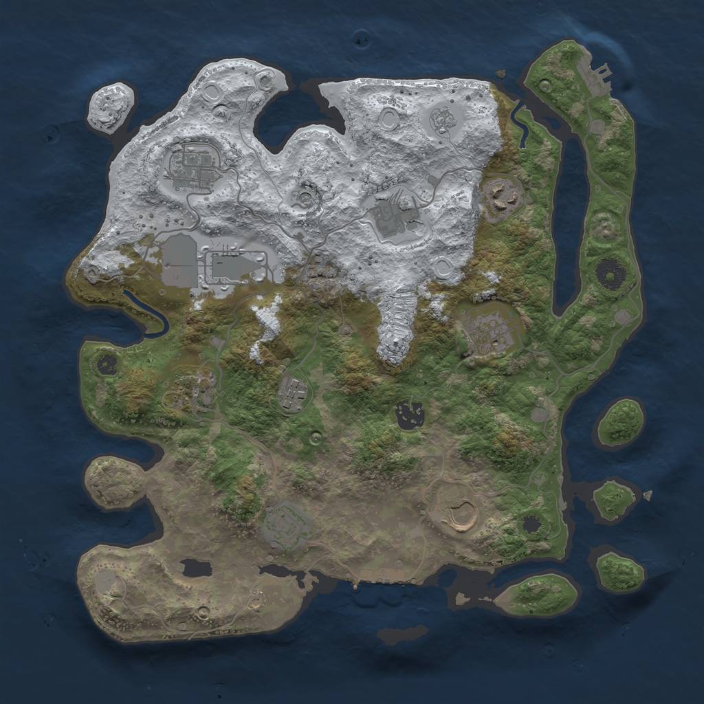 Rust Map: Procedural Map, Size: 3500, Seed: 648046136, 19 Monuments