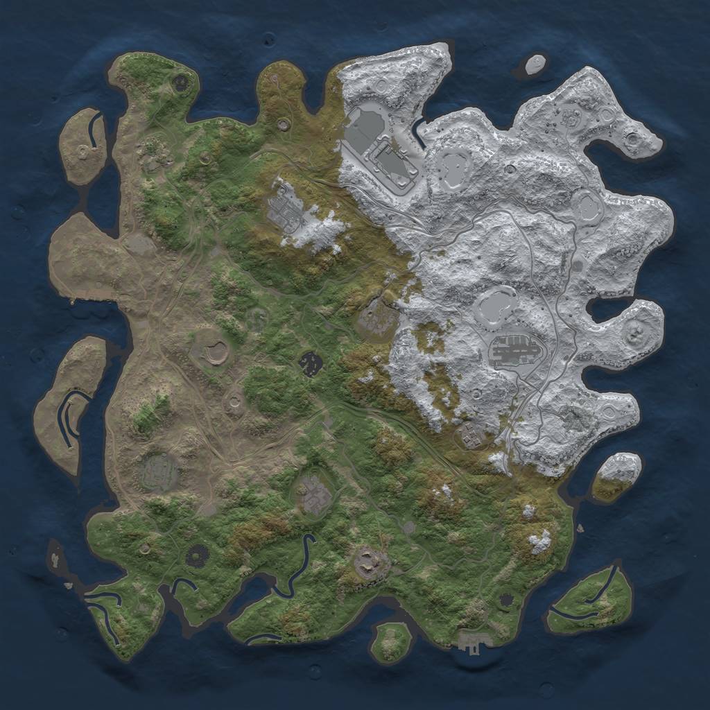 Rust Map: Procedural Map, Size: 4500, Seed: 8295427, 20 Monuments