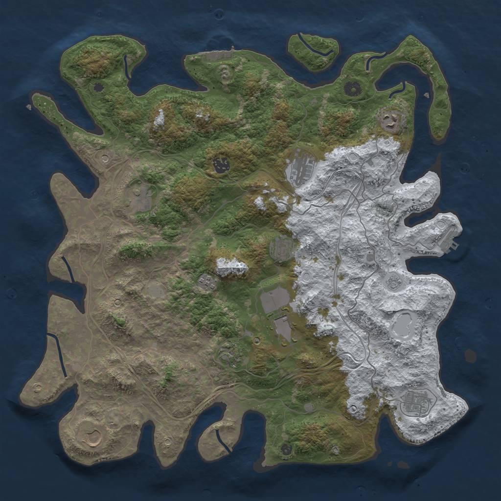 Rust Map: Procedural Map, Size: 4500, Seed: 2745, 19 Monuments