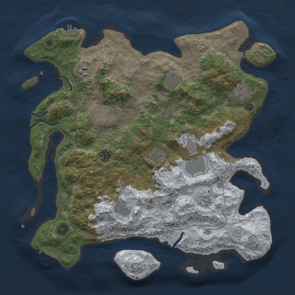 Rust Map: Procedural Map, Size: 4000, Seed: 188953, 18 Monuments