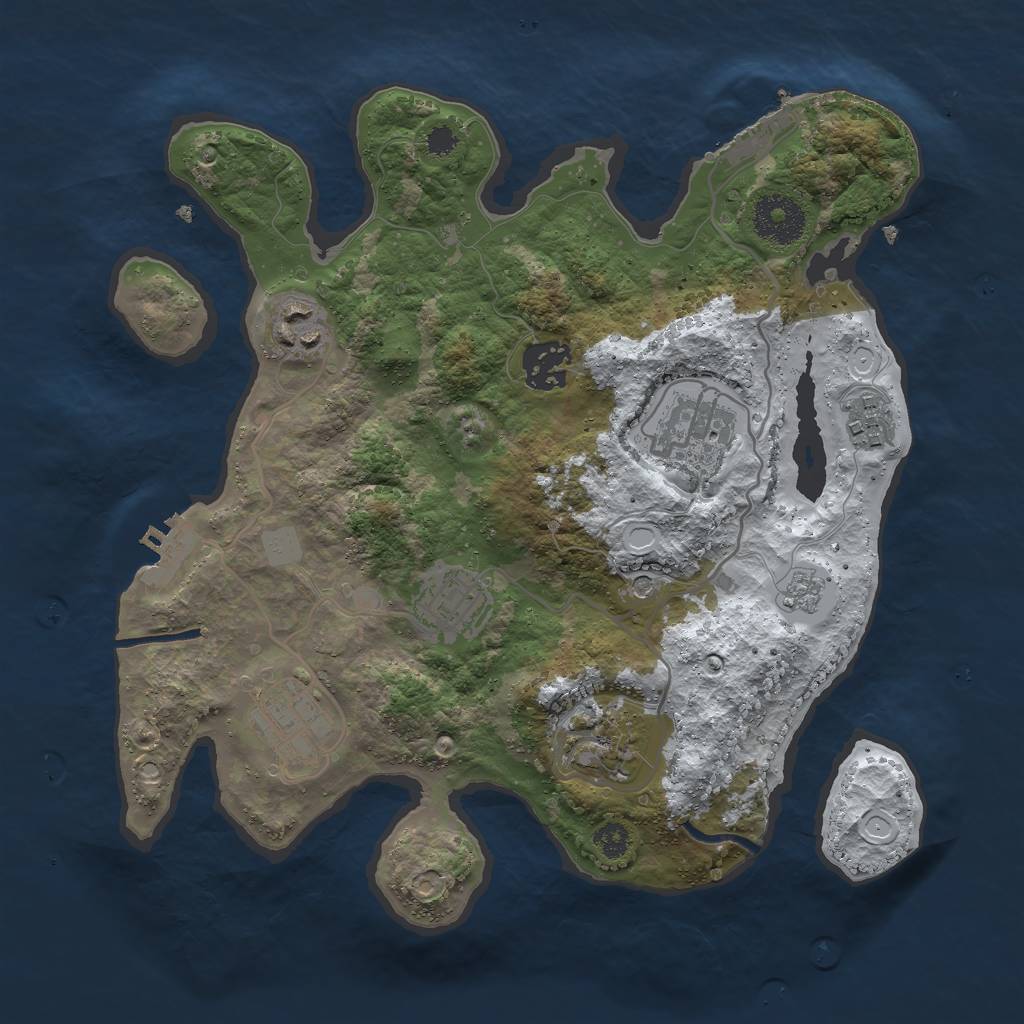 Rust Map: Procedural Map, Size: 3000, Seed: 28021, 16 Monuments