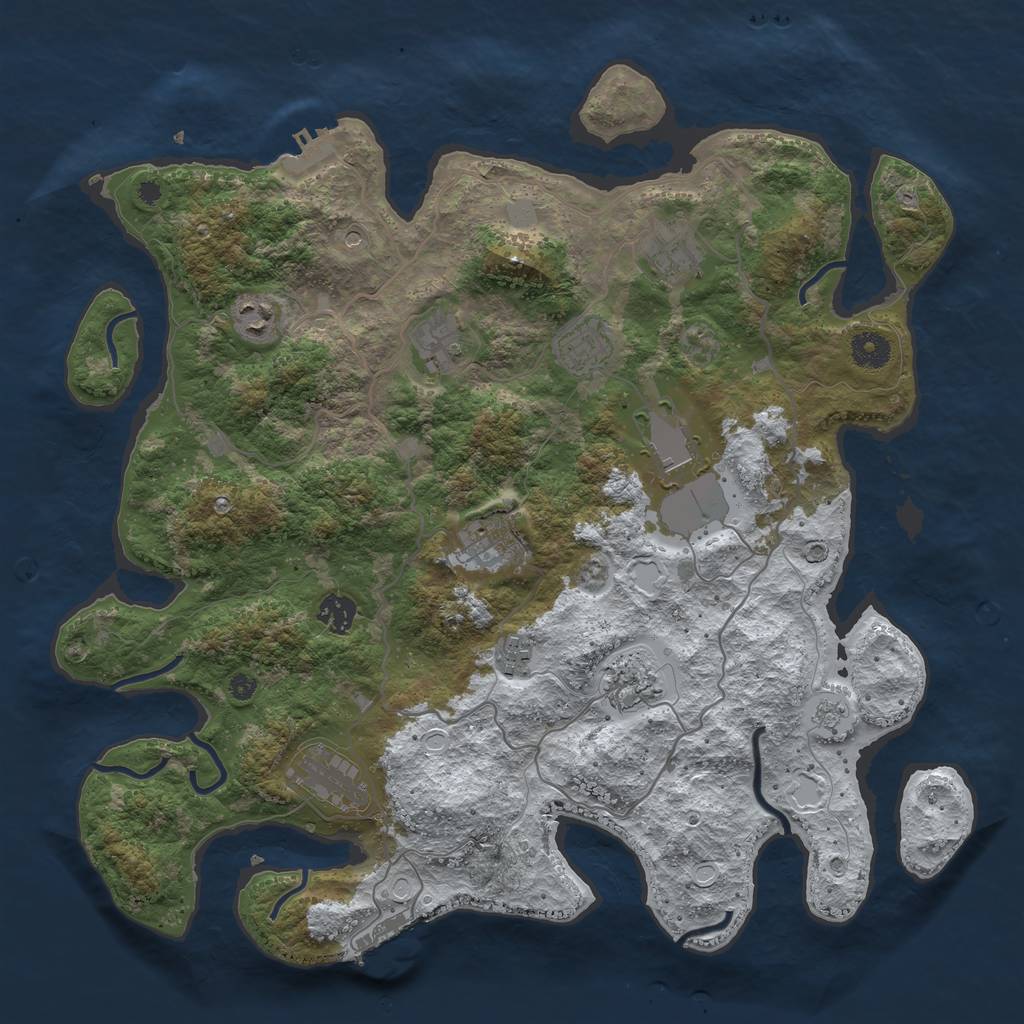 Rust Map: Procedural Map, Size: 4000, Seed: 732674867, 19 Monuments