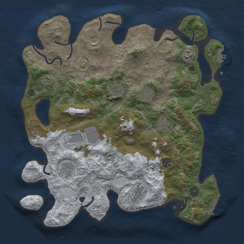 Rust Map: Procedural Map, Size: 3850, Seed: 349631052, 20 Monuments