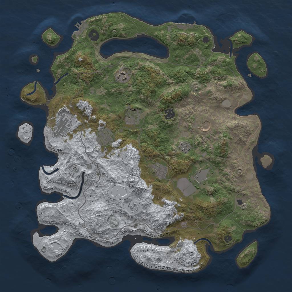 Rust Map: Procedural Map, Size: 4000, Seed: 1952497533, 18 Monuments