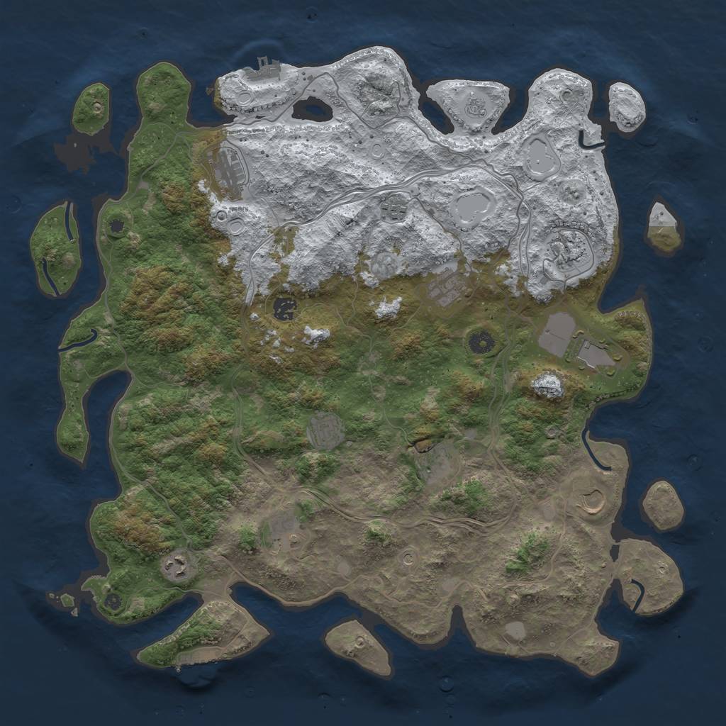 Rust Map: Procedural Map, Size: 4500, Seed: 534534543, 20 Monuments