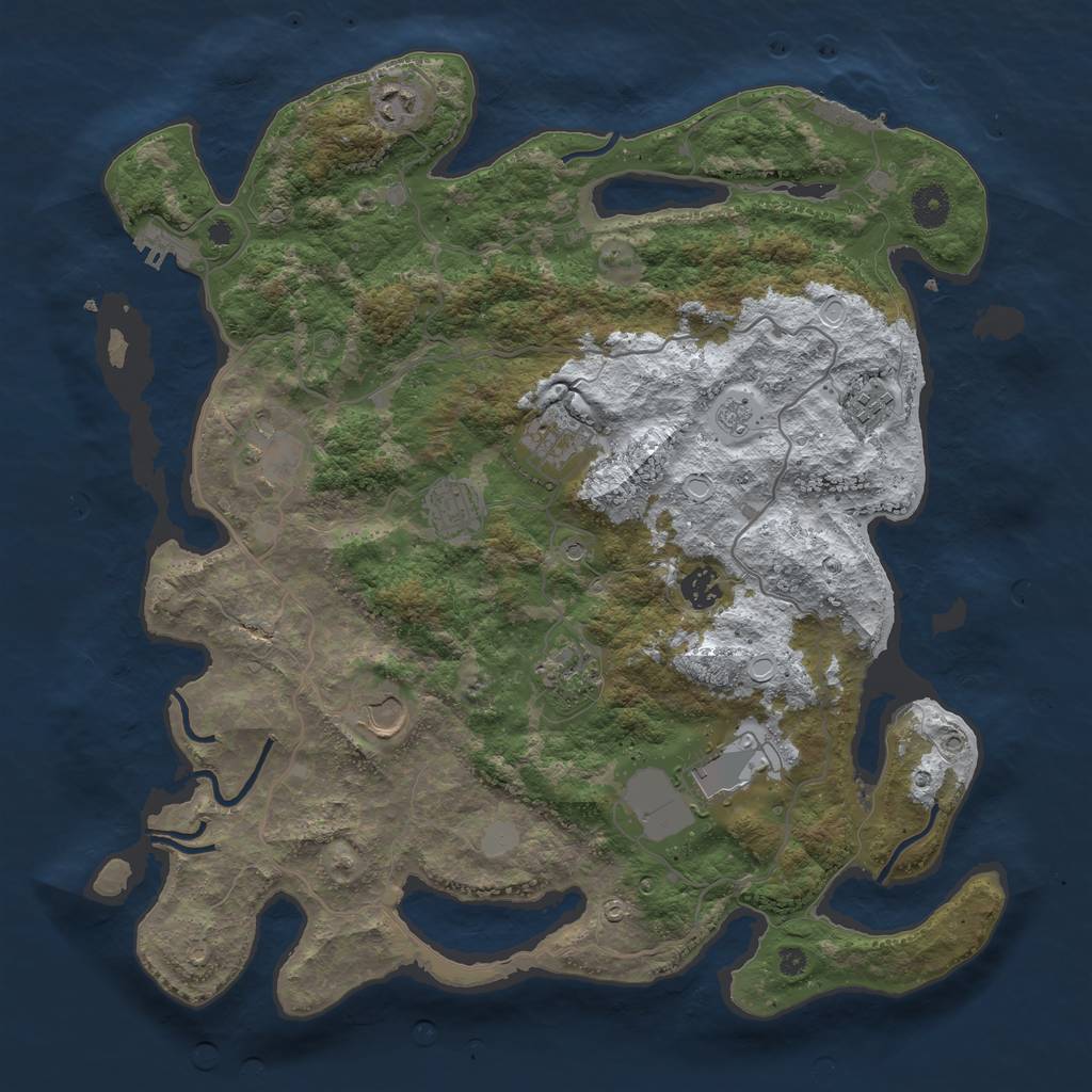 Rust Map: Procedural Map, Size: 4000, Seed: 110781, 18 Monuments