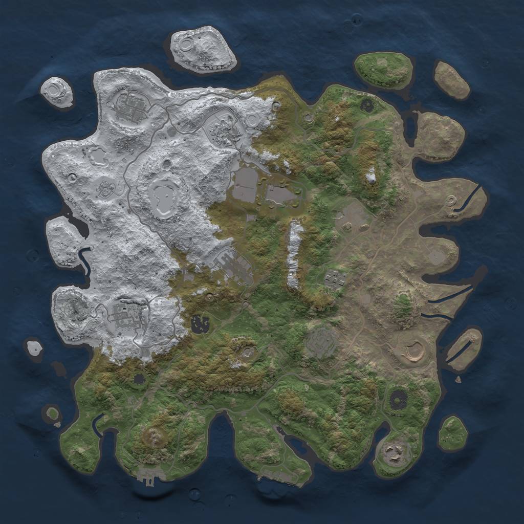 Rust Map: Procedural Map, Size: 4000, Seed: 853412, 20 Monuments