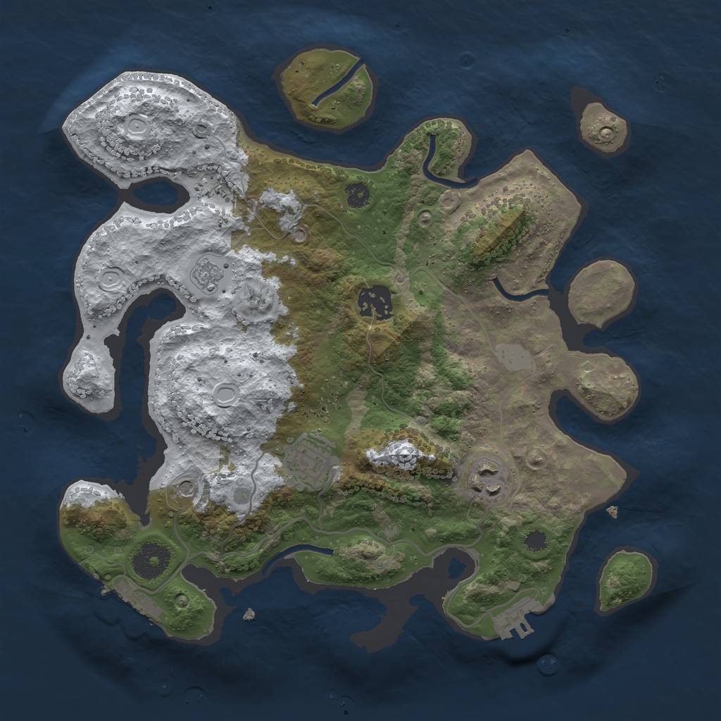 Rust Map: Procedural Map, Size: 3000, Seed: 4727, 12 Monuments