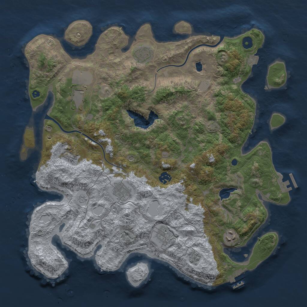 Rust Map: Procedural Map, Size: 4000, Seed: 2063108777, 14 Monuments