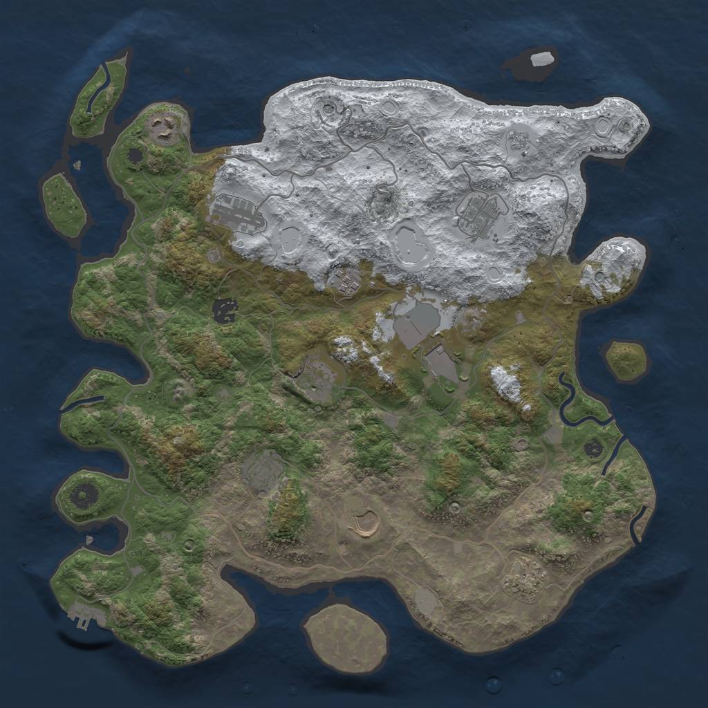 Rust Map: Procedural Map, Size: 4000, Seed: 2806, 18 Monuments