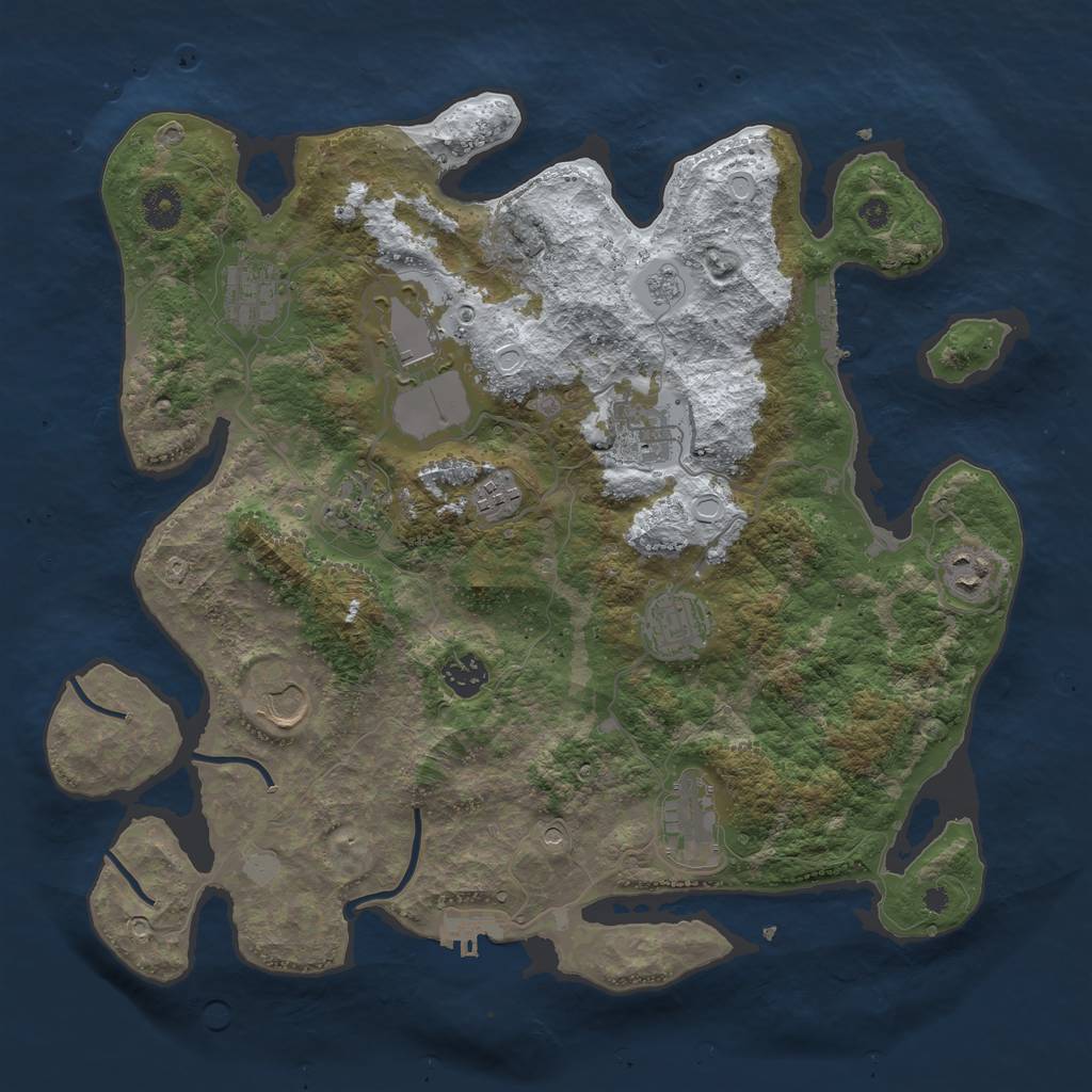 Rust Map: Procedural Map, Size: 3800, Seed: 804988354, 19 Monuments