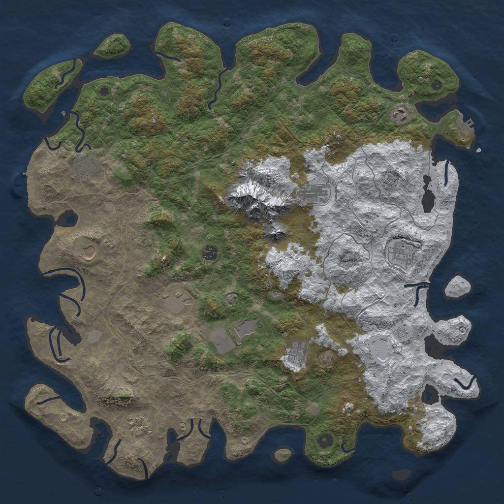Rust Map: Procedural Map, Size: 5000, Seed: 2203, 20 Monuments