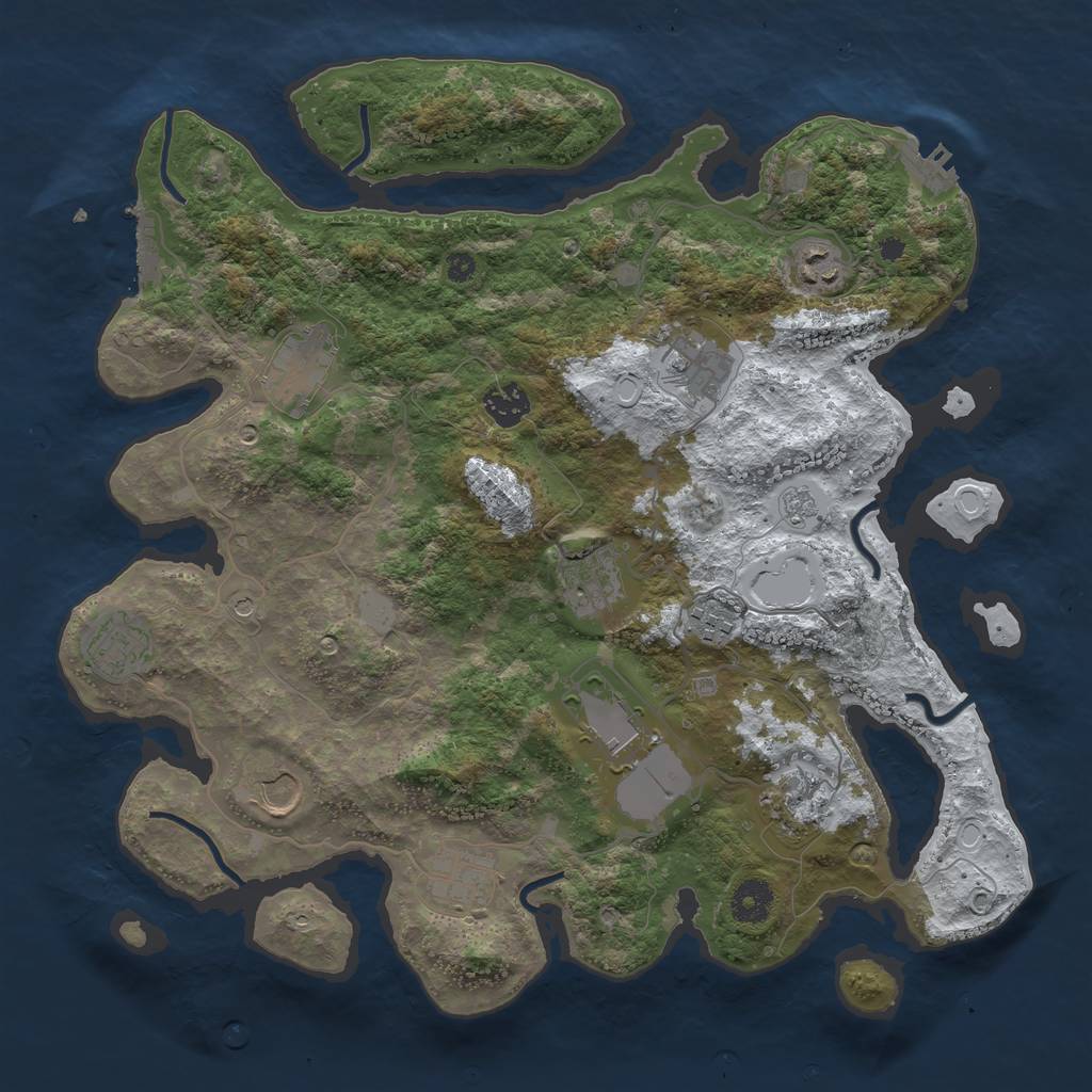 Rust Map: Procedural Map, Size: 3750, Seed: 303692989, 20 Monuments