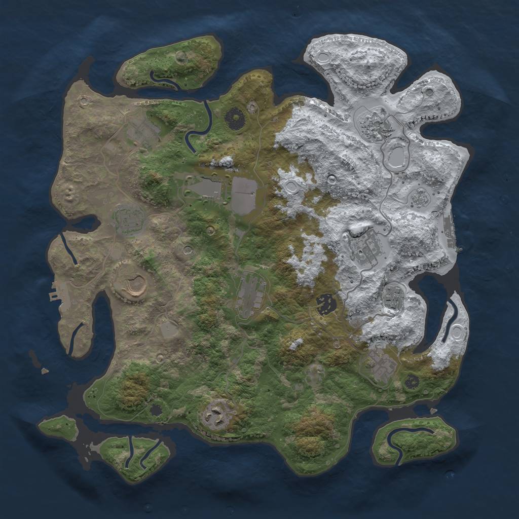 Rust Map: Procedural Map, Size: 3700, Seed: 1038021955, 20 Monuments