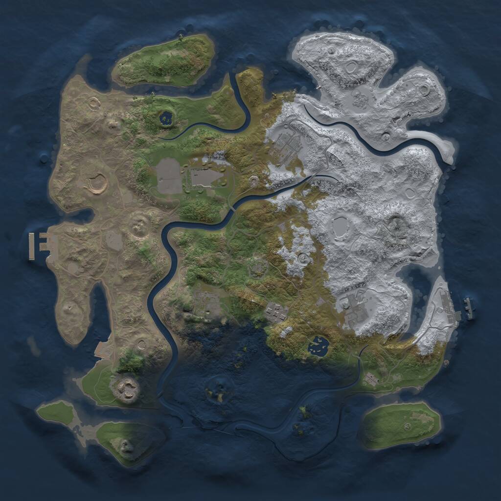 Rust Map: Procedural Map, Size: 3700, Seed: 1038021955, 14 Monuments