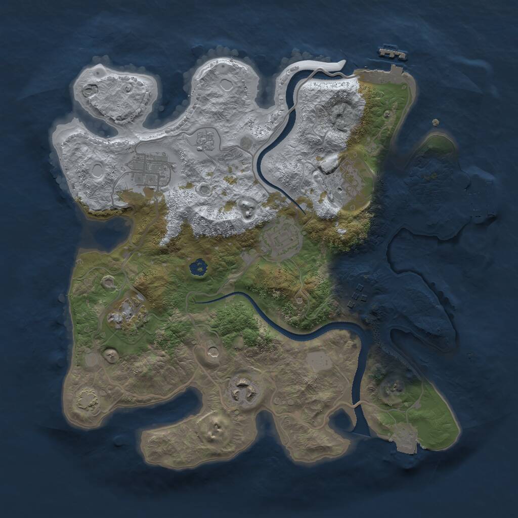 Rust Map: Procedural Map, Size: 3000, Seed: 2052518643, 12 Monuments