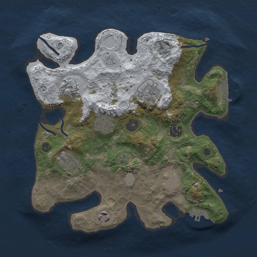 Rust Map: Procedural Map, Size: 3000, Seed: 2052518643, 15 Monuments