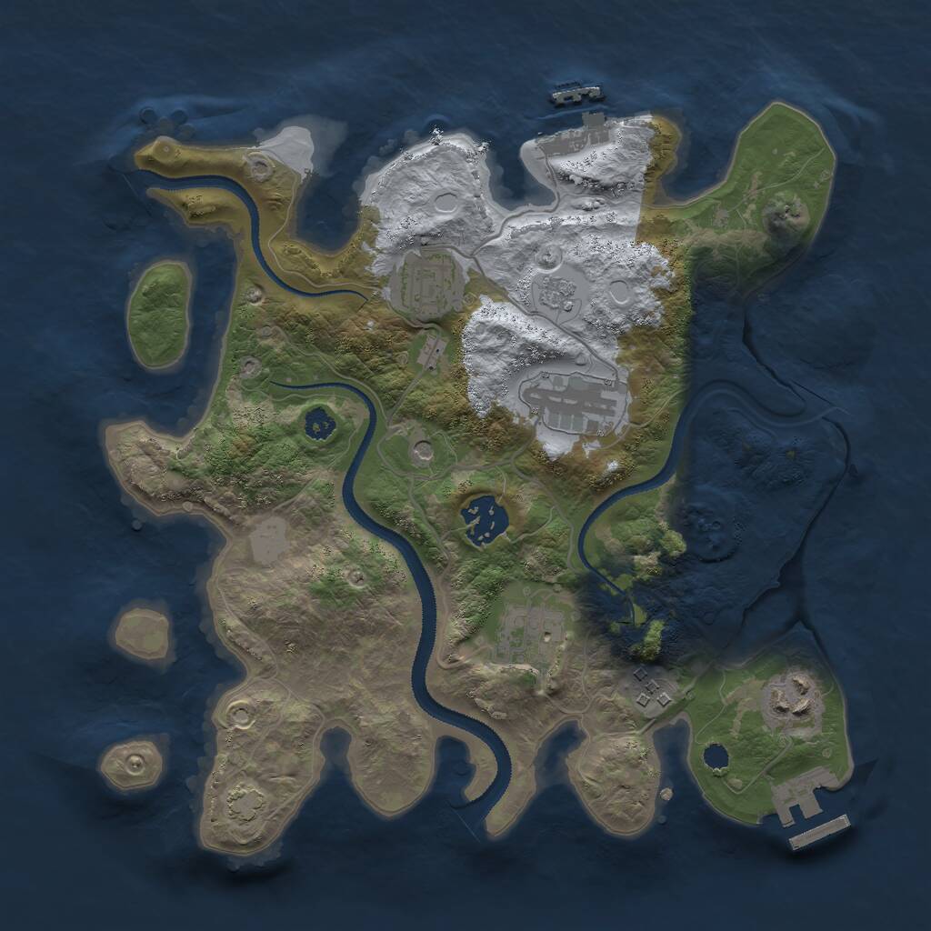 Rust Map: Procedural Map, Size: 3000, Seed: 1822686803, 12 Monuments