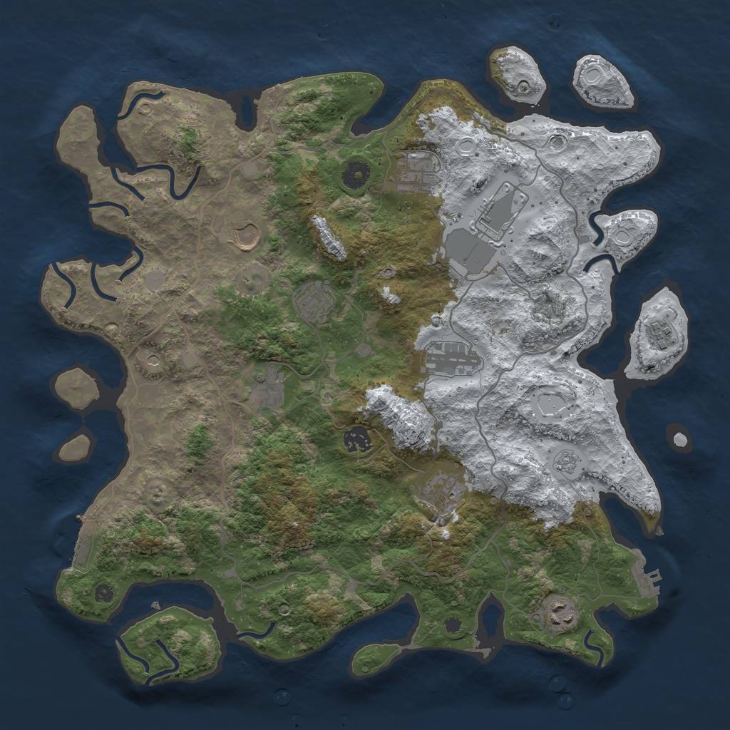 Rust Map: Procedural Map, Size: 4000, Seed: 828527557, 19 Monuments