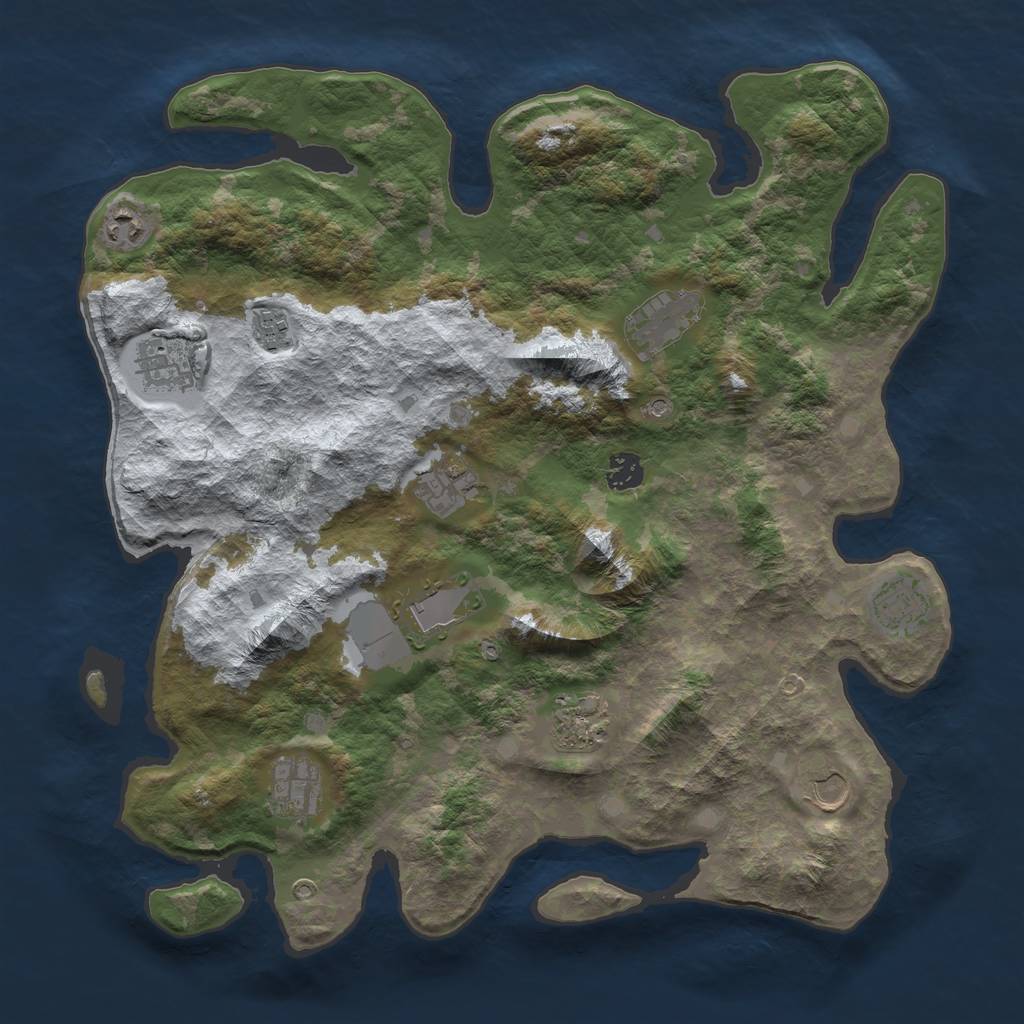 Rust Map: Barren, Size: 4000, Seed: 1148823204, 14 Monuments