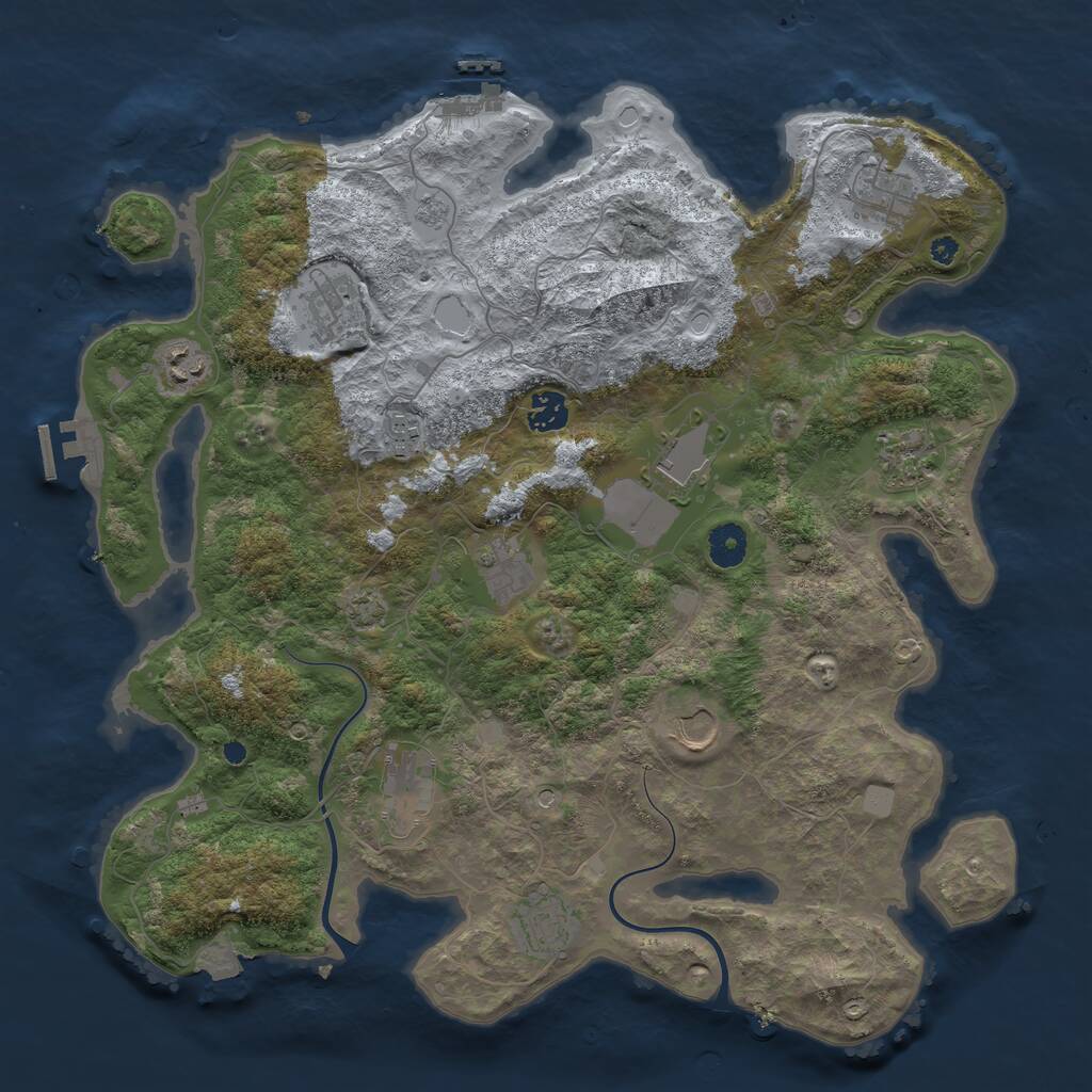 Rust Map: Procedural Map, Size: 3950, Seed: 1432131286, 17 Monuments