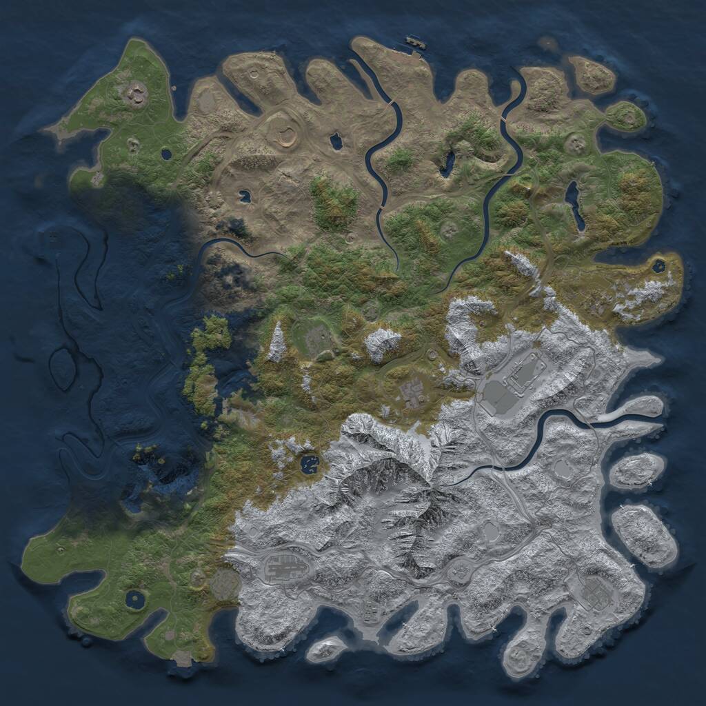 Rust Map: Procedural Map, Size: 5500, Seed: 13434337, 17 Monuments