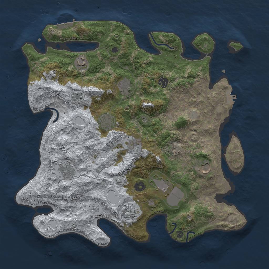 Rust Map: Procedural Map, Size: 3850, Seed: 615451077, 19 Monuments