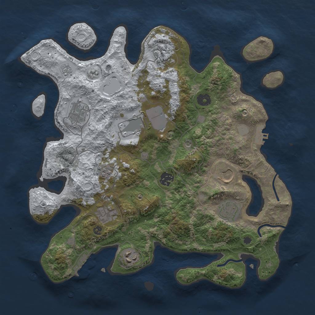Rust Map: Procedural Map, Size: 3500, Seed: 228157299, 18 Monuments