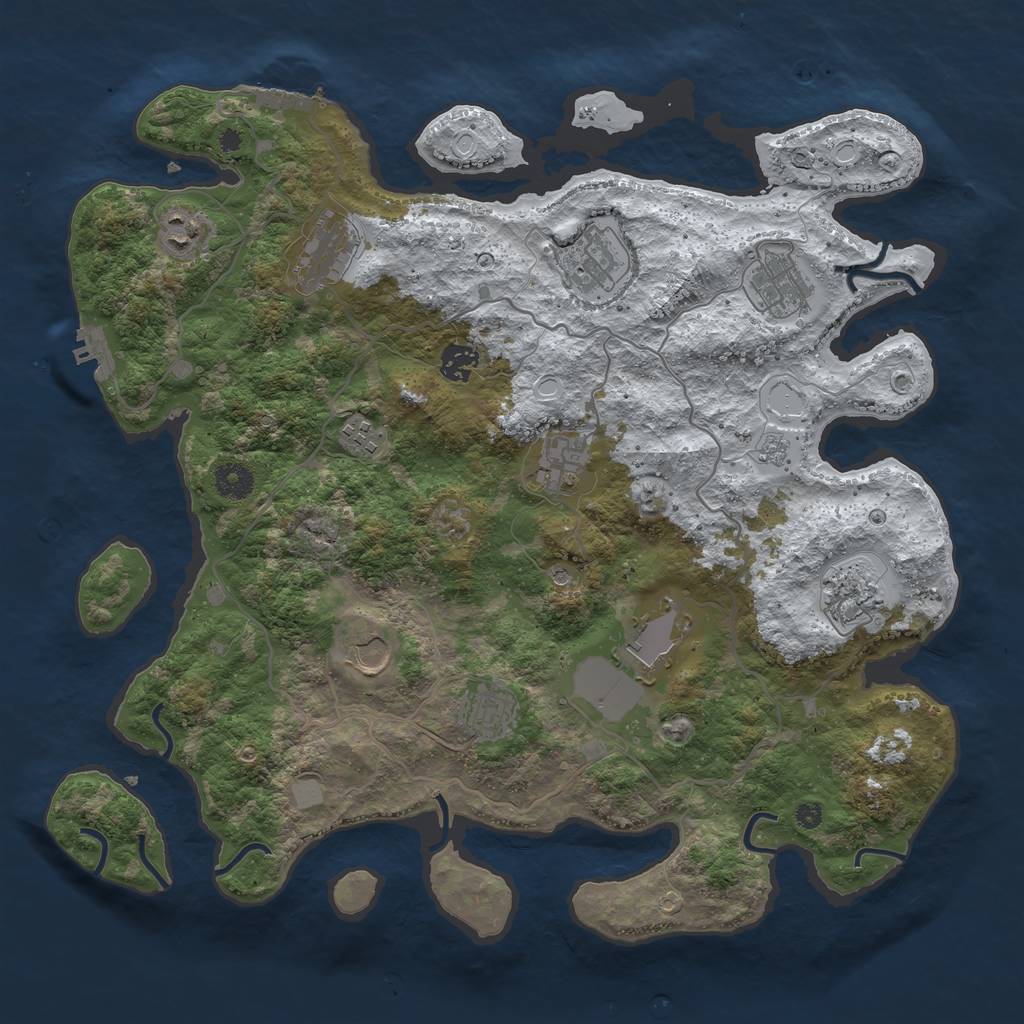 Rust Map: Procedural Map, Size: 4000, Seed: 297306953, 20 Monuments