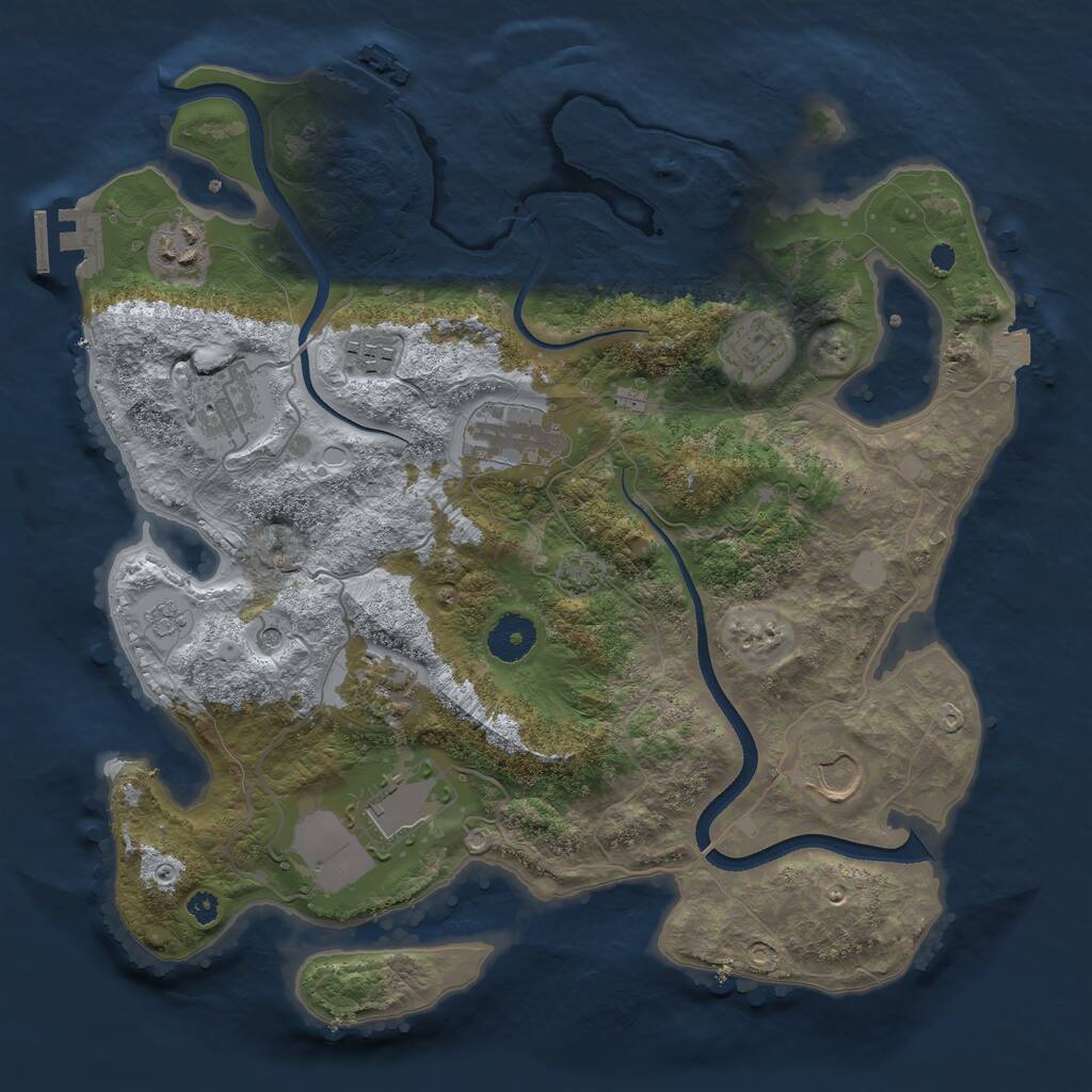 Rust Map: Procedural Map, Size: 3500, Seed: 542903214, 14 Monuments