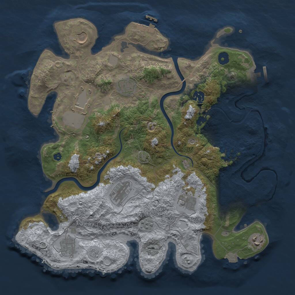 Rust Map: Procedural Map, Size: 3700, Seed: 1649589979, 15 Monuments