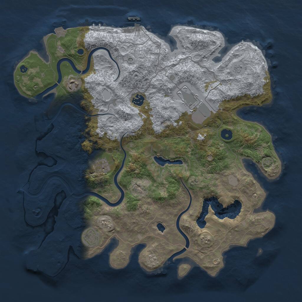 Rust Map: Procedural Map, Size: 4000, Seed: 1937015427, 12 Monuments
