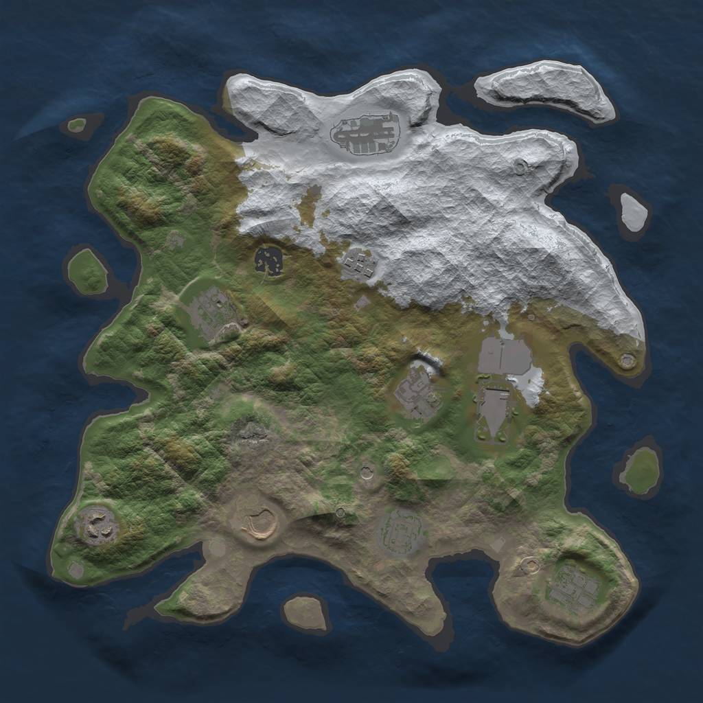 Rust Map: Barren, Size: 3500, Seed: 540473397, 13 Monuments
