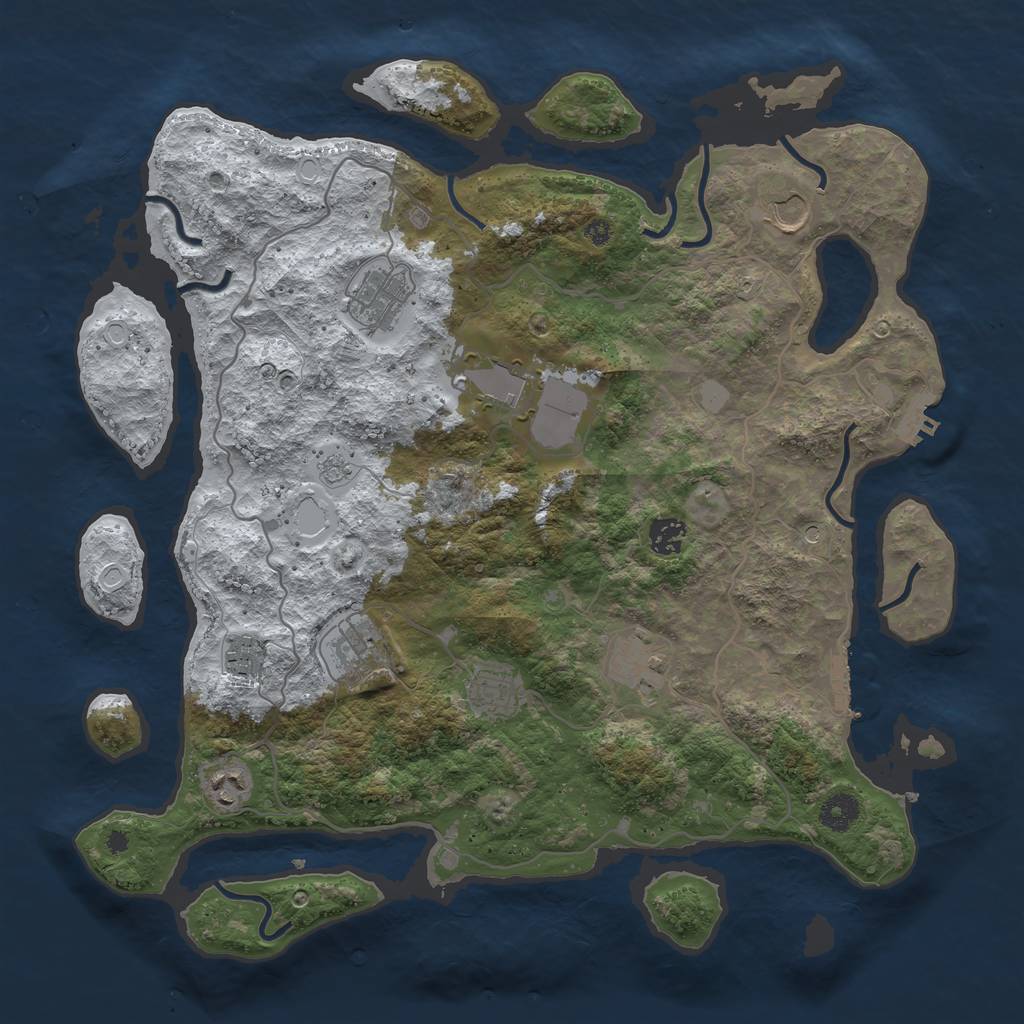 Rust Map: Procedural Map, Size: 4000, Seed: 238149, 18 Monuments