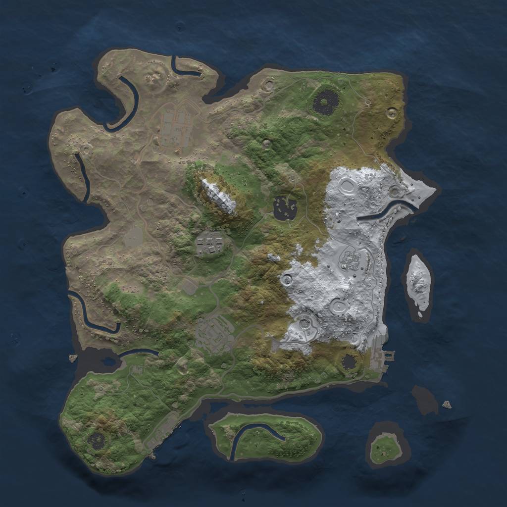 Rust Map: Procedural Map, Size: 3000, Seed: 382581766, 13 Monuments