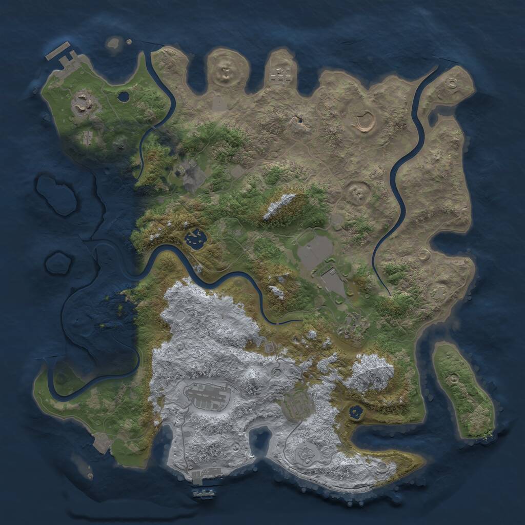 Rust Map: Procedural Map, Size: 3900, Seed: 909597604, 15 Monuments