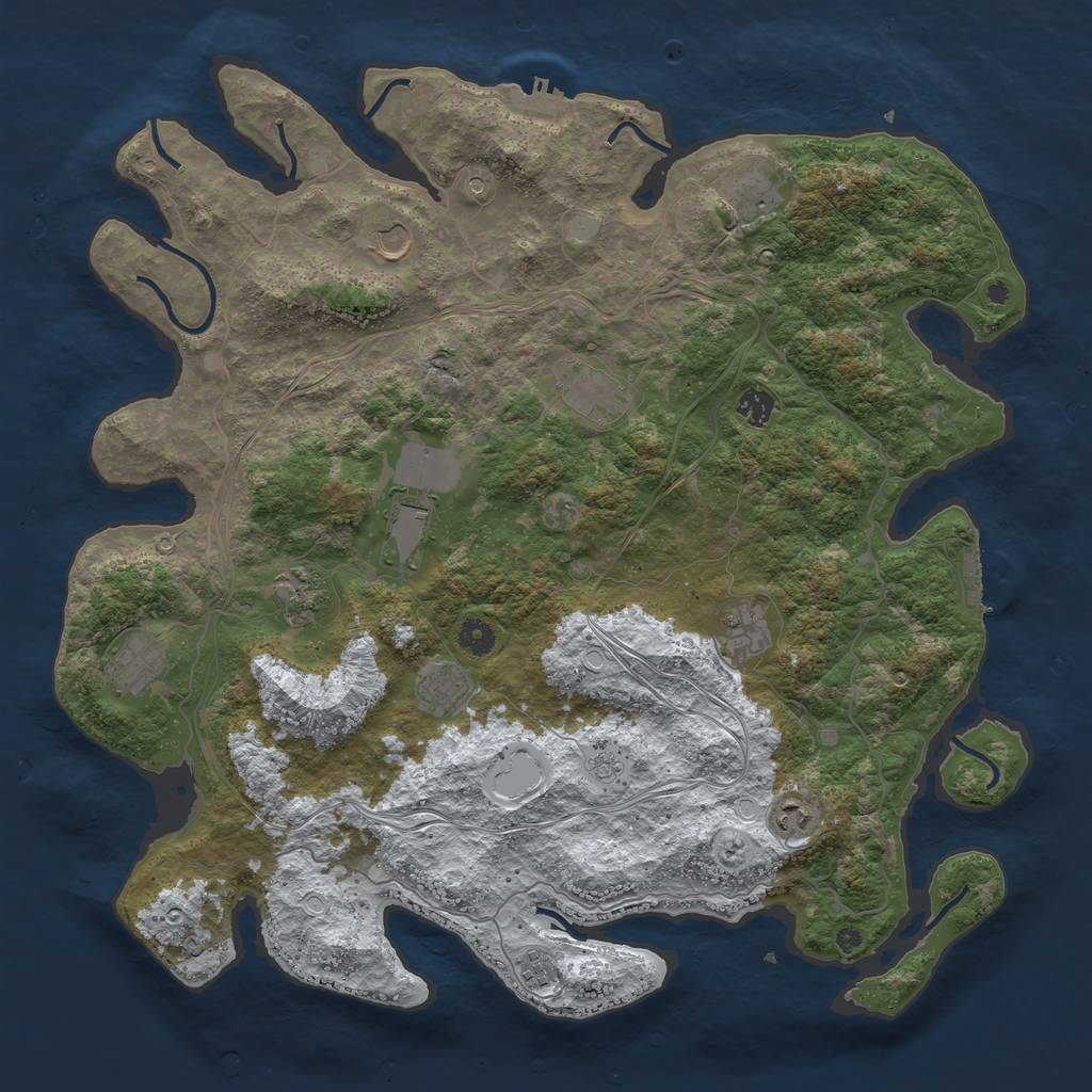 Rust Map: Procedural Map, Size: 4500, Seed: 289492845, 20 Monuments