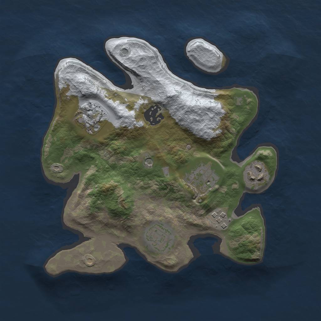 Rust Map: Barren, Size: 2500, Seed: 766530, 9 Monuments
