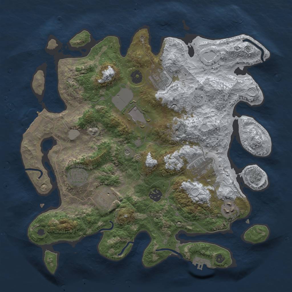 Rust Map: Procedural Map, Size: 3500, Seed: 16111234, 17 Monuments