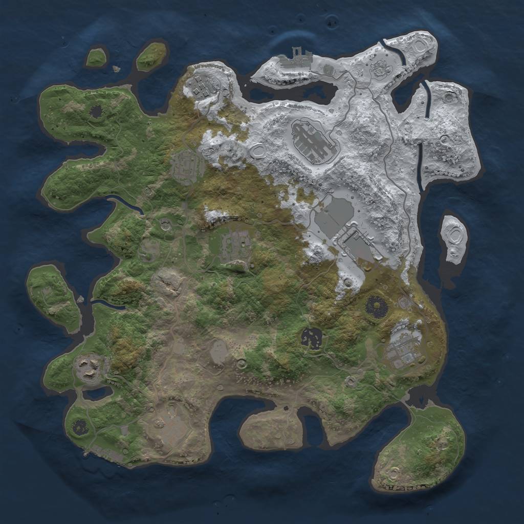 Rust Map: Procedural Map, Size: 3500, Seed: 1413141858, 18 Monuments