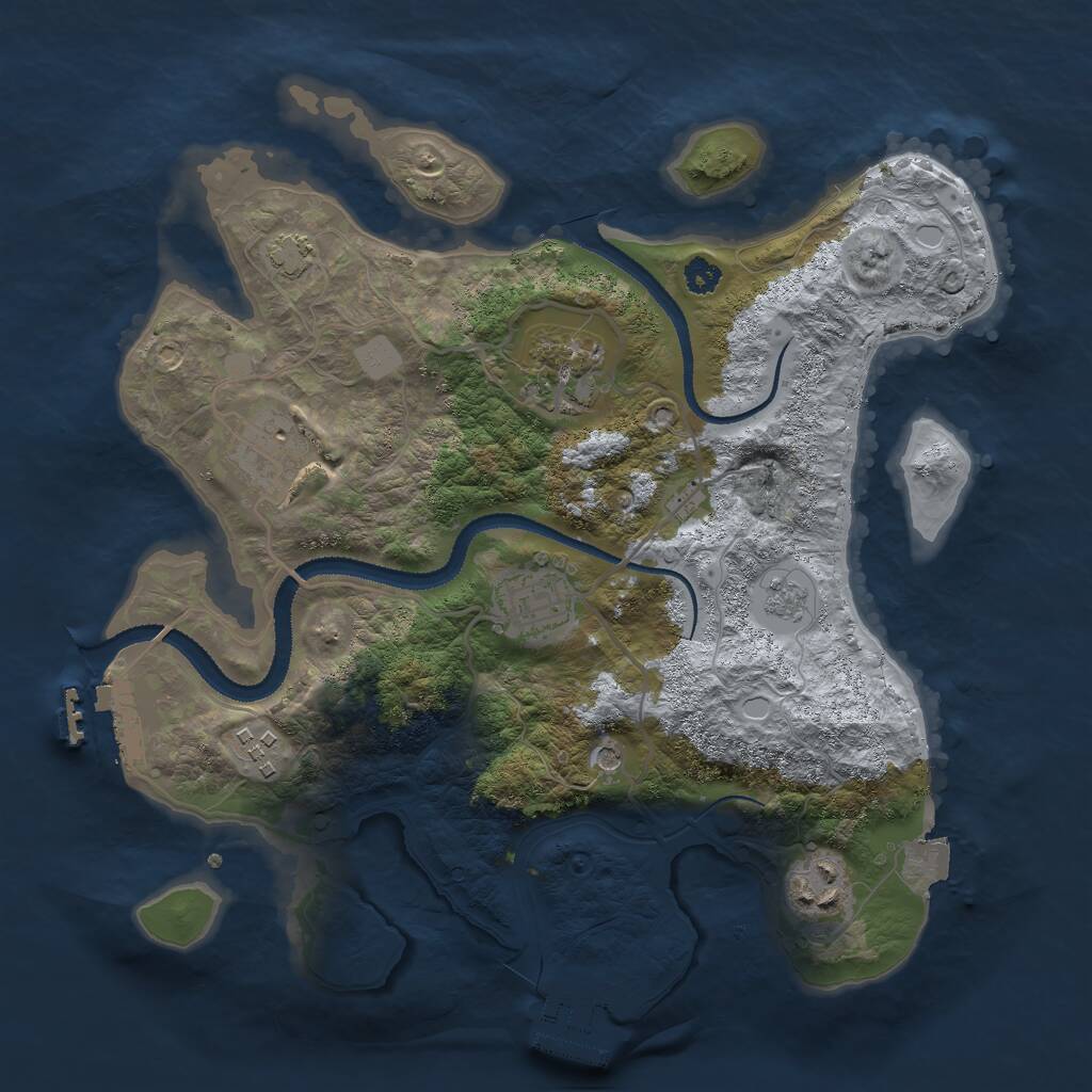 Rust Map: Procedural Map, Size: 3000, Seed: 1574, 11 Monuments