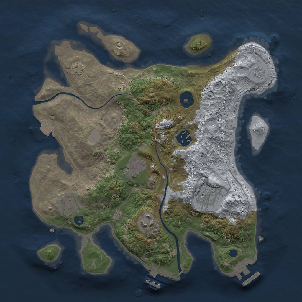 Rust Map: Procedural Map, Size: 3000, Seed: 1574, 10 Monuments